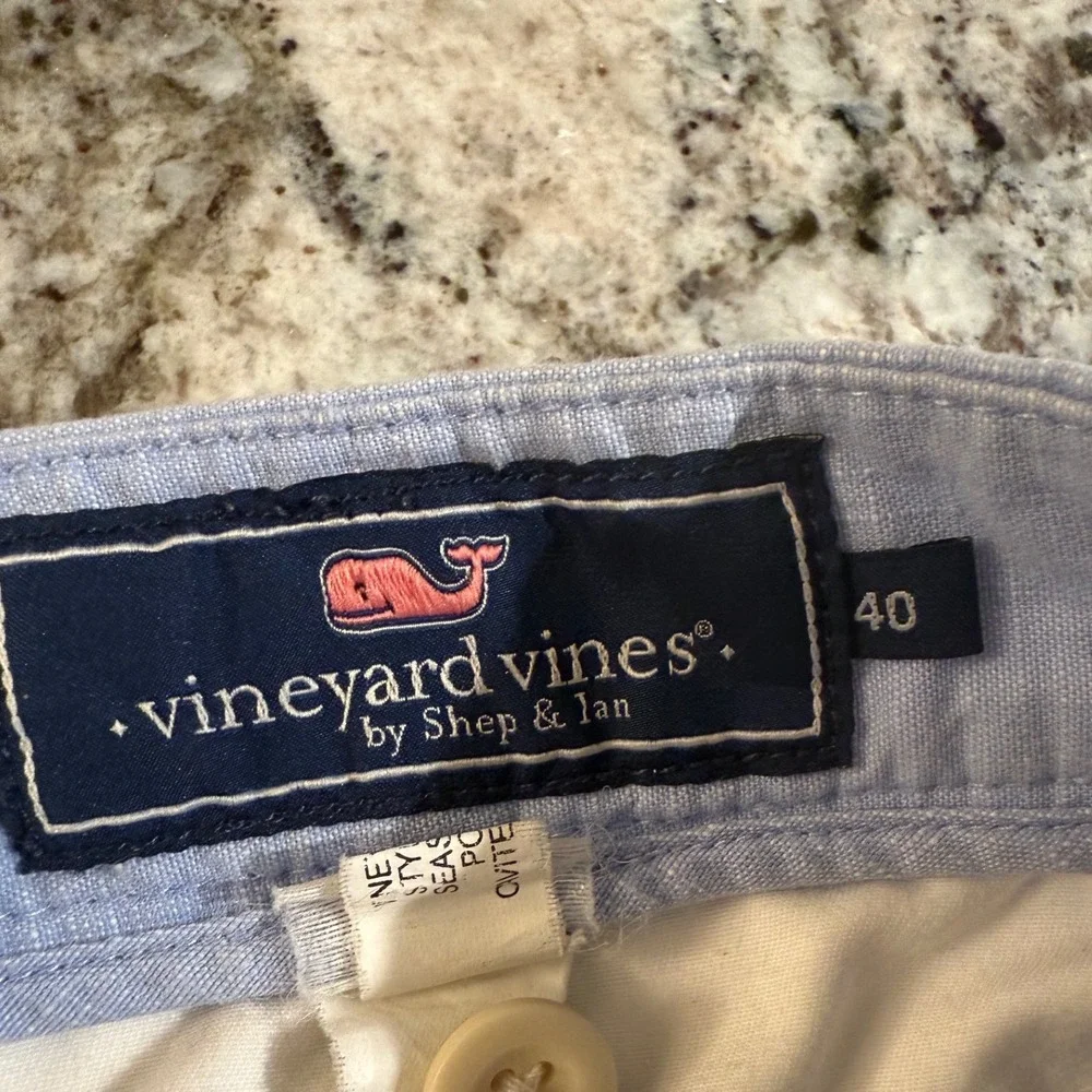 Vineyard Vines‎ Mens 40 Breaker Shorts Light Blue Linen Cotton Blend Chambray